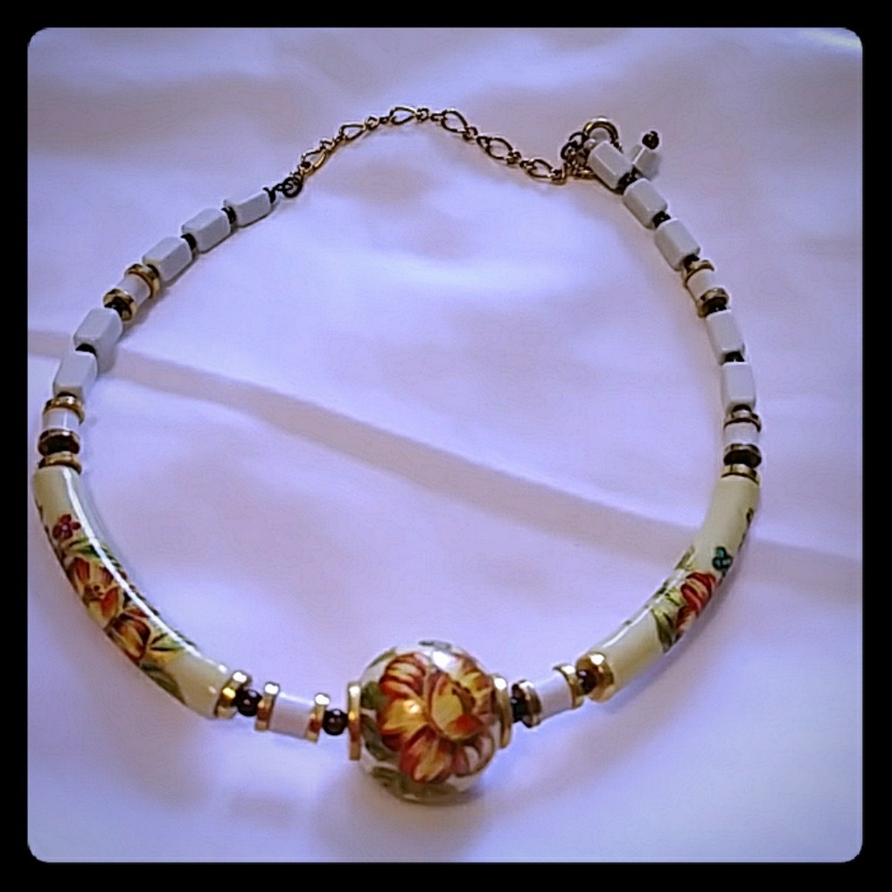 Antique Flower Beaded Choker